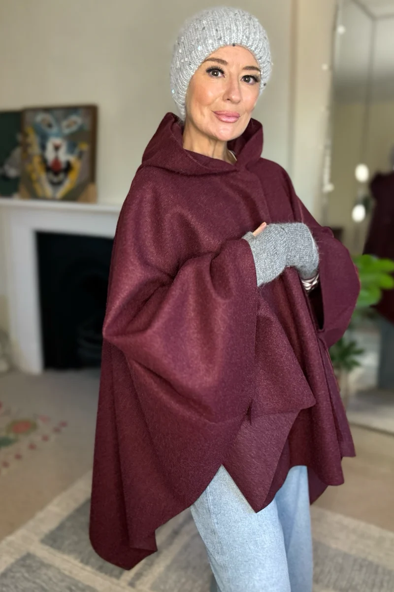 Claudia Hooded Cape Coat - Image 4