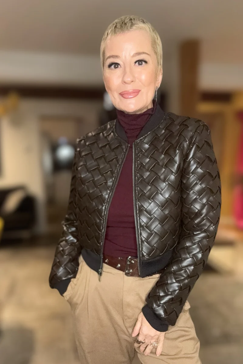 Lattice Faux Leather Jacket