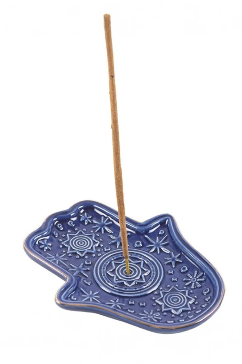 Dark Blue Hamsa Incense Holder - Image 3
