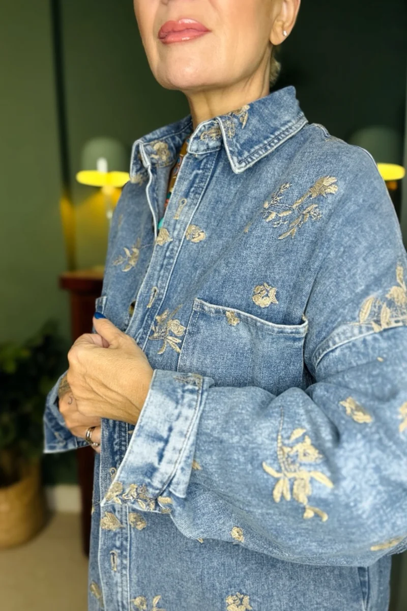 Denim Blossom Shacket - Image 4