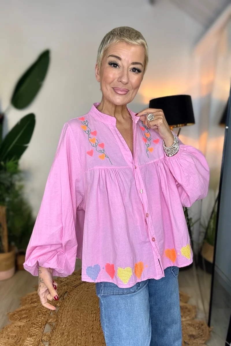 Embroidered Heart Blouse - Image 3