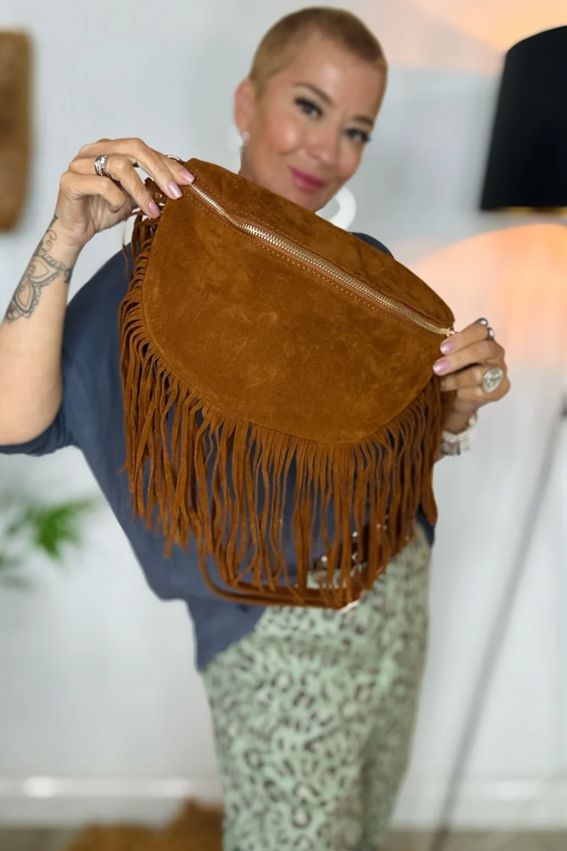 Fay Fringed Faux Suede Bag - Image 3
