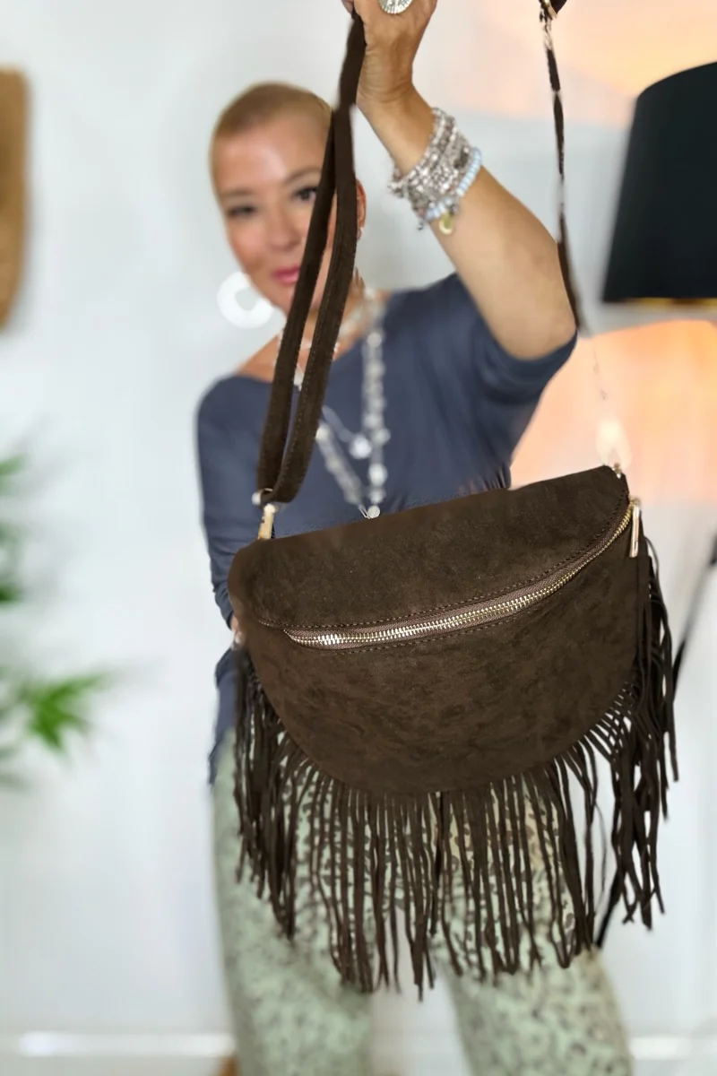 Fay Fringed Faux Suede Bag - Image 6