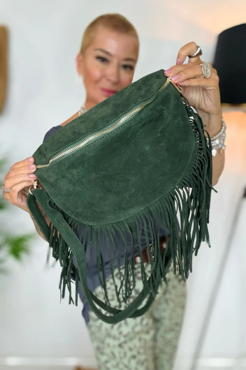 Fay Fringed Faux Suede Bag - Image 7