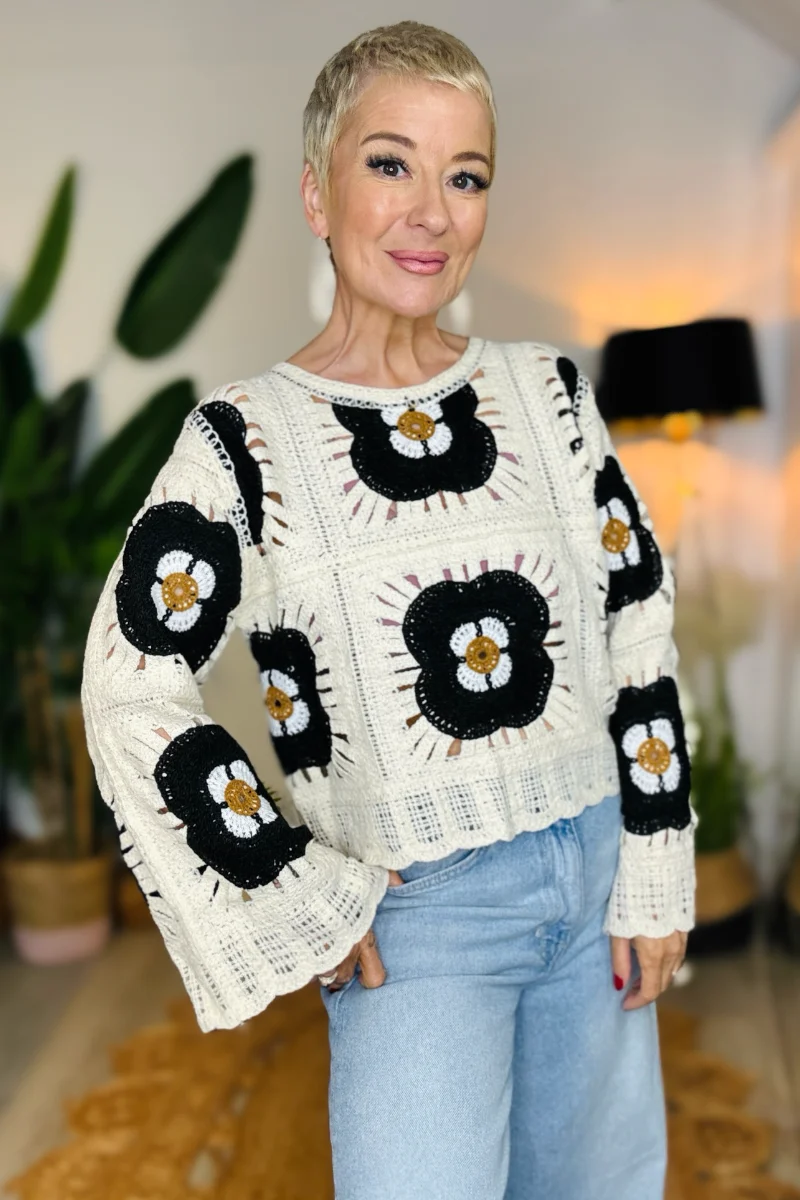 Flower Power Crochet Jumper - Image 3