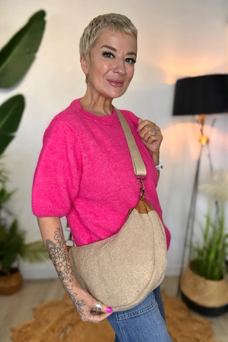 Half Moon Canvas Crossbody Bag - Image 2