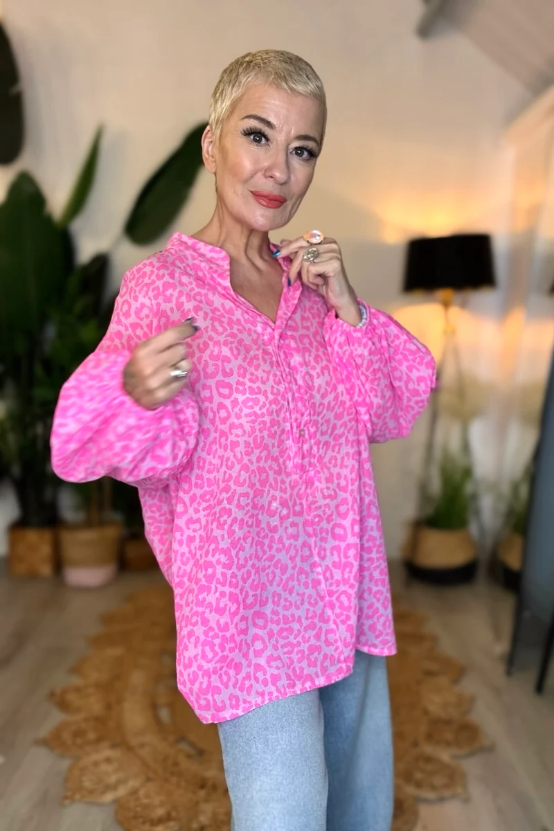 Largos Leopard Print Neon Shirt - Image 3
