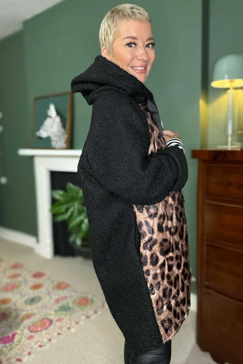 Leopard Print Panel Coat - Image 4