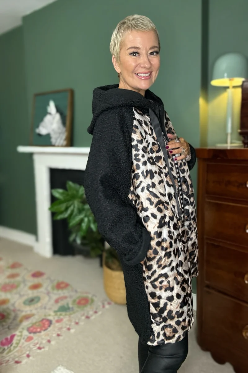 Leopard Print Panel Coat - Image 5