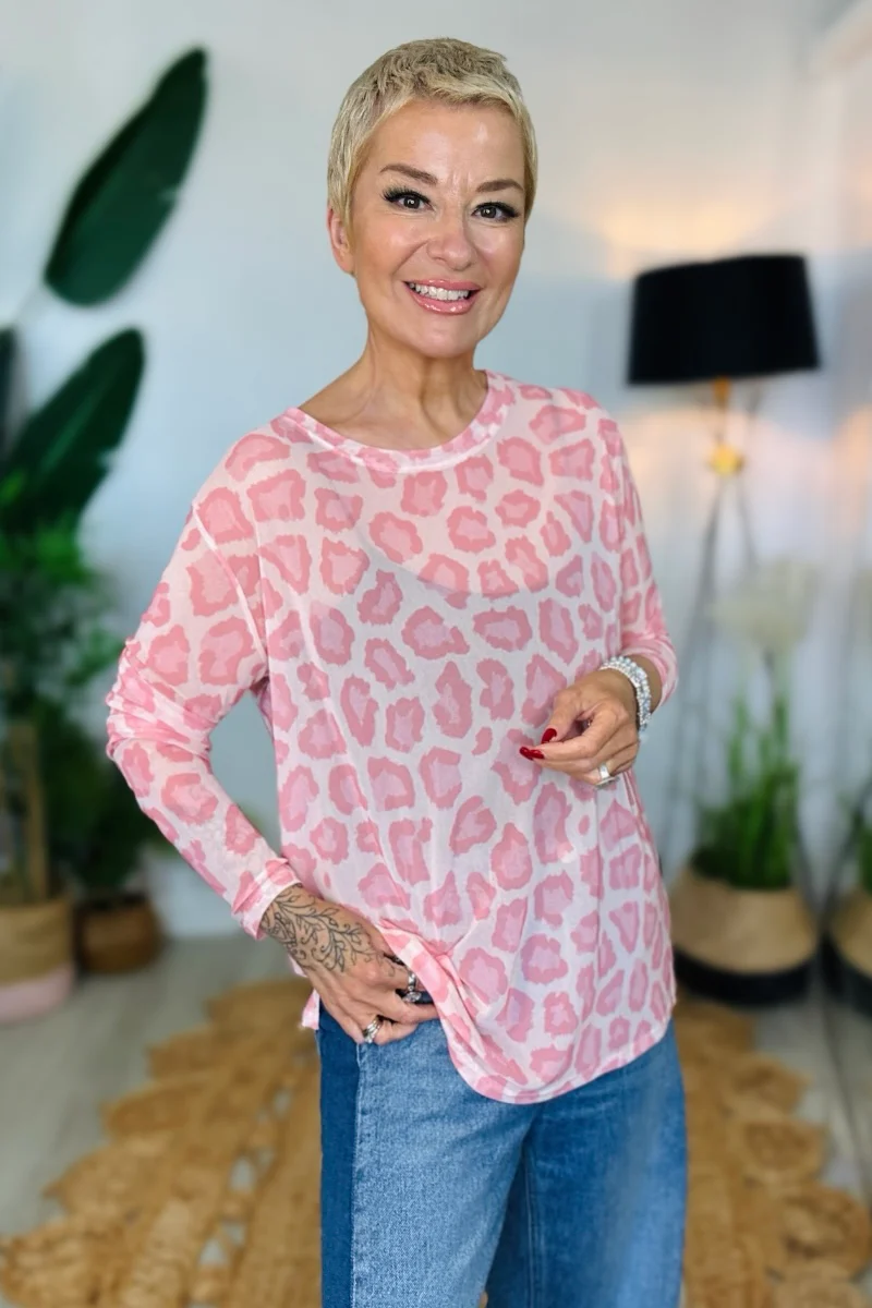 Luna Animal Print Mesh Top - Image 5