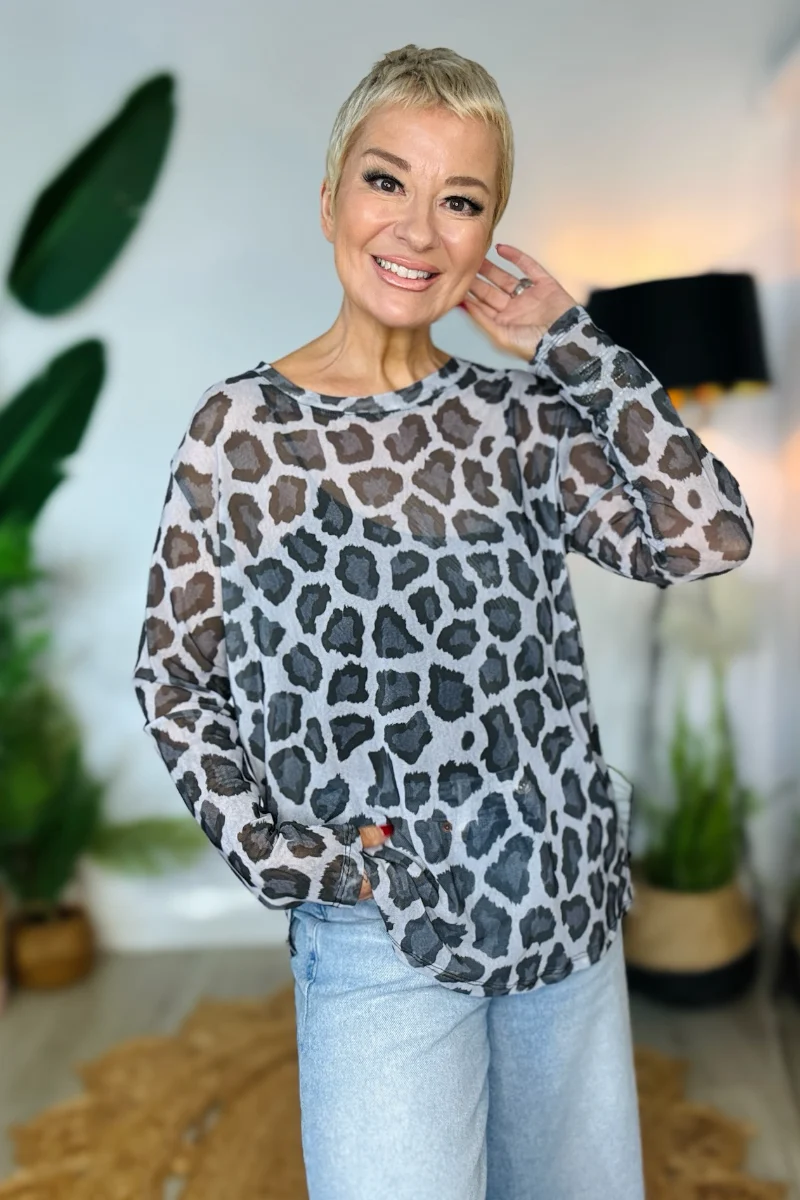 Luna Animal Print Mesh Top - Image 7