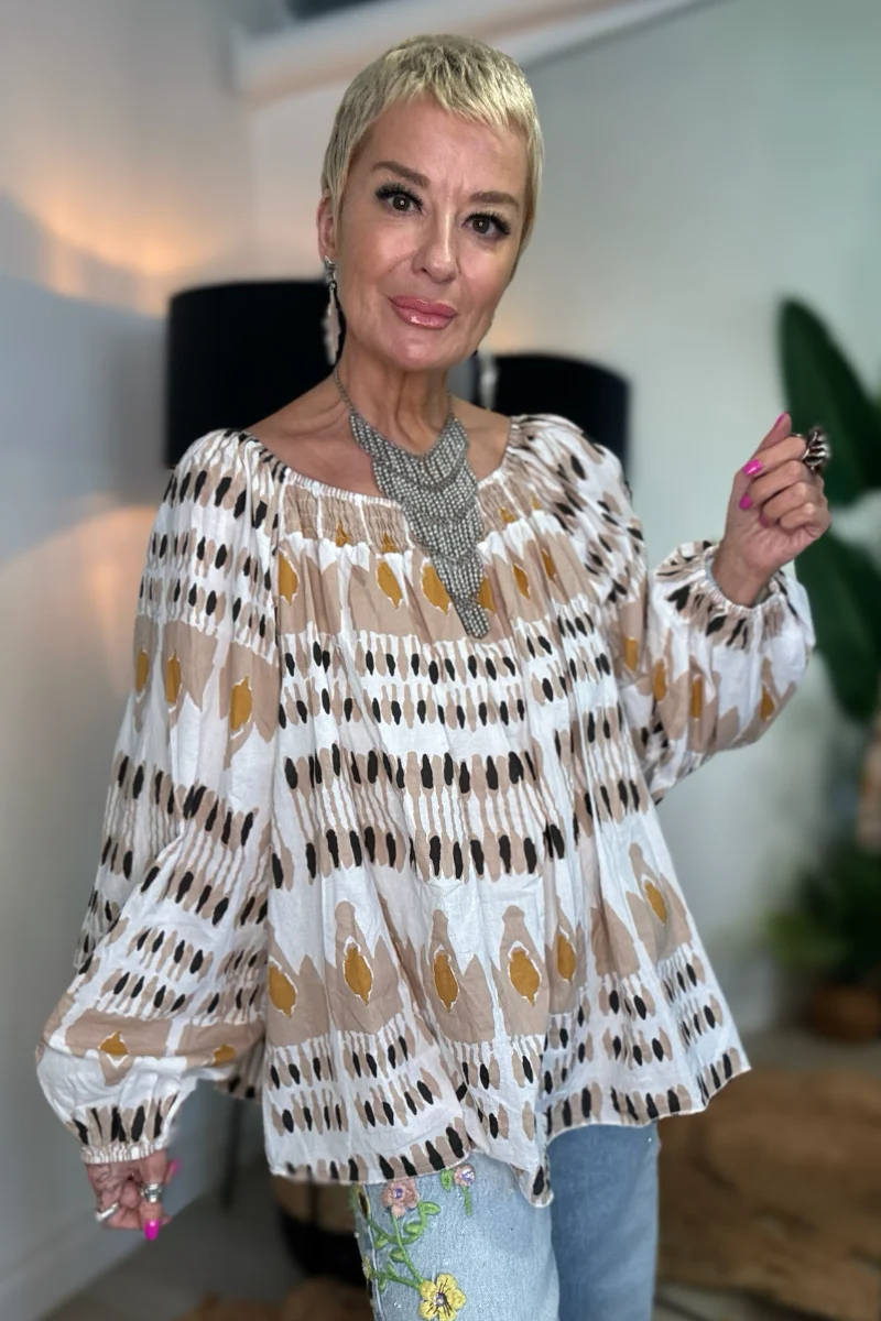Mila On/Off Shoulder Smock Top - Image 4
