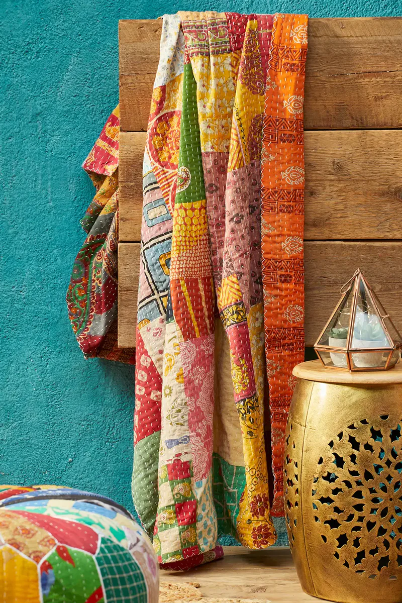 Multi Patchwork Vintage Kantha Throw