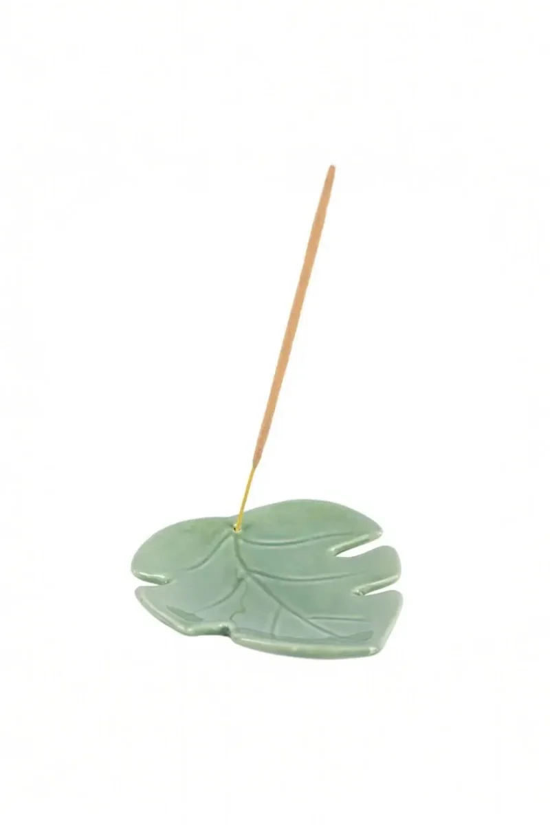 Palm Leaf Ceramic Incense Holder - Image 3