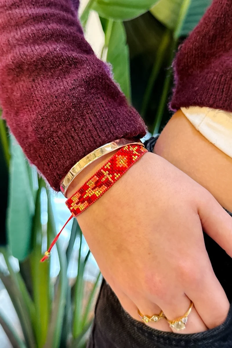 Red Mix Beaded Aztec Bracelet