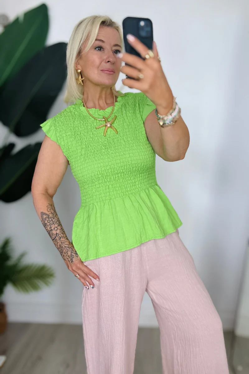 Roxy Shirred Short Sleeve Top - Image 5