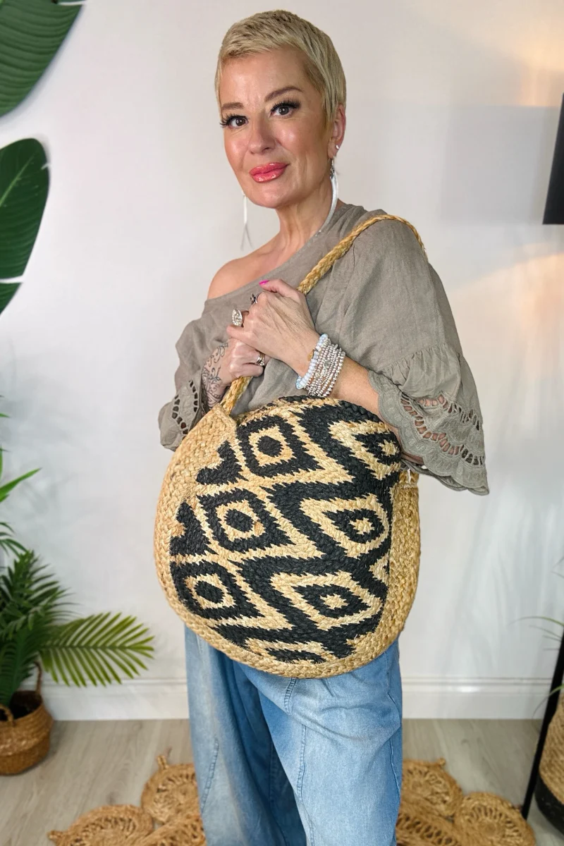 St Barts Circular Jute Bag - Image 3
