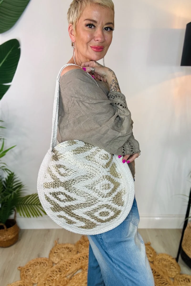 St Barts Circular Jute Bag - Image 4