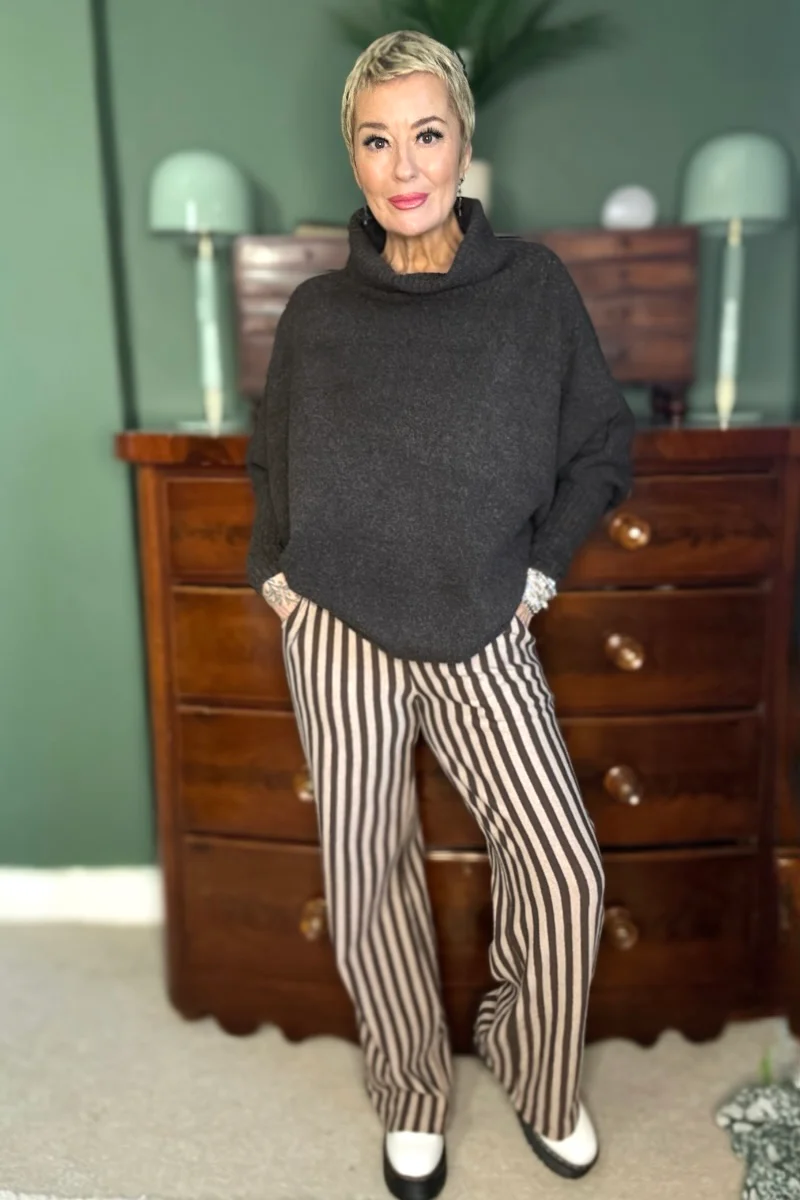 Stripe Wide Leg Trousers - Image 3