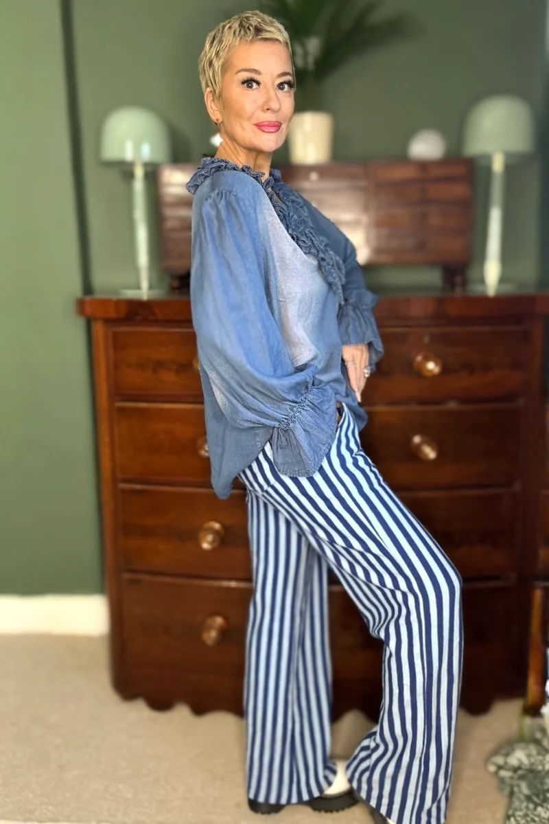 Stripe Wide Leg Trousers - Image 4